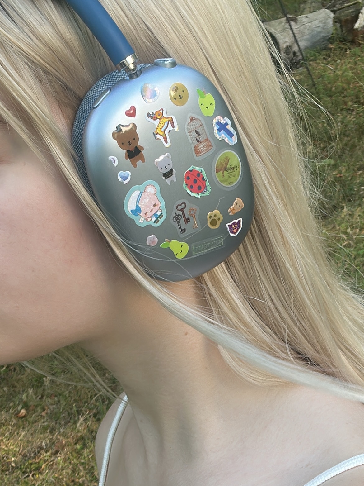 Sticker-covered headphones