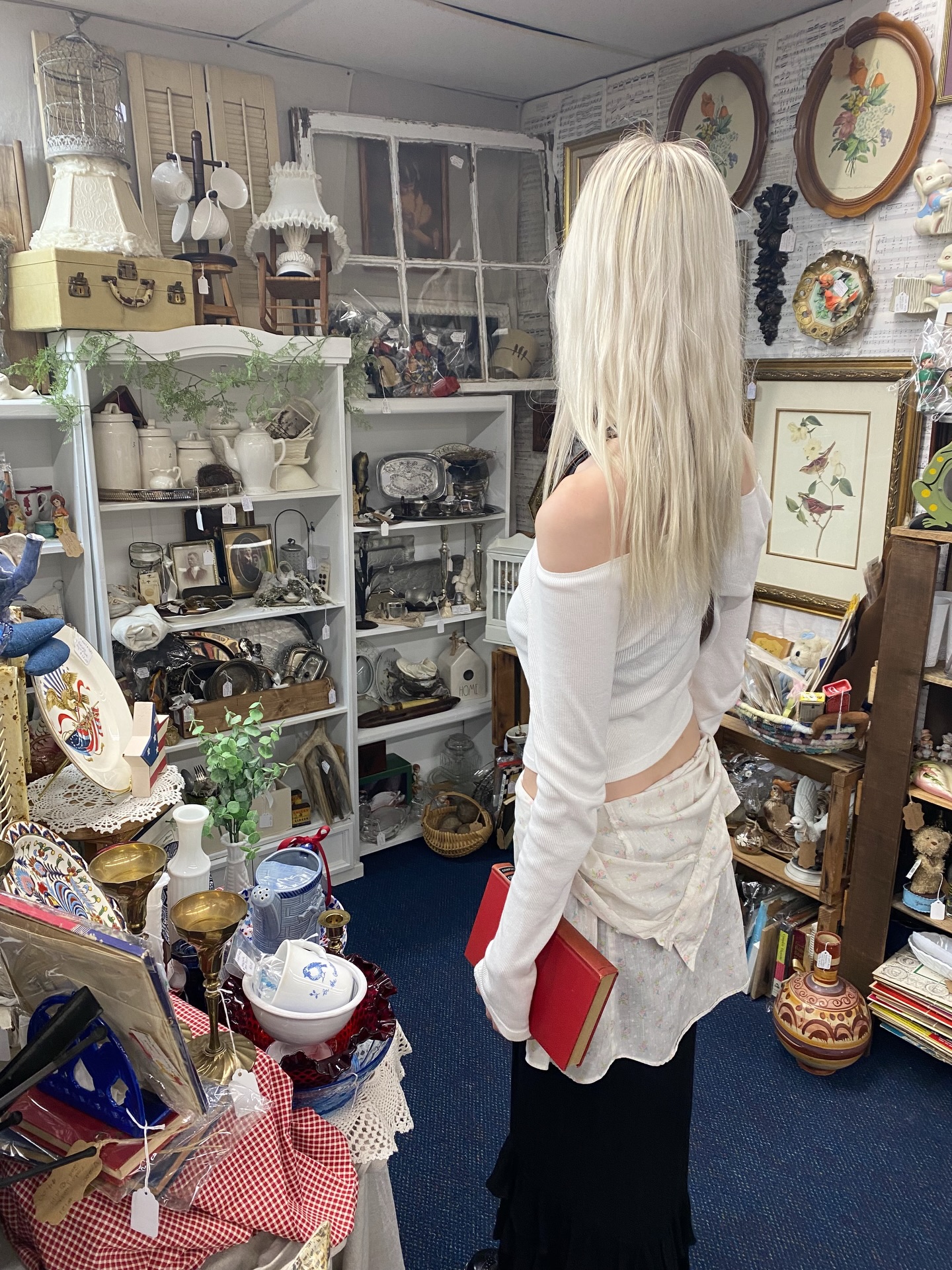 Browsing an antique shop