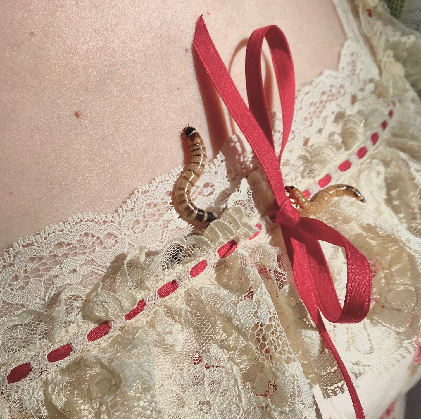 Lace and ribbon detail