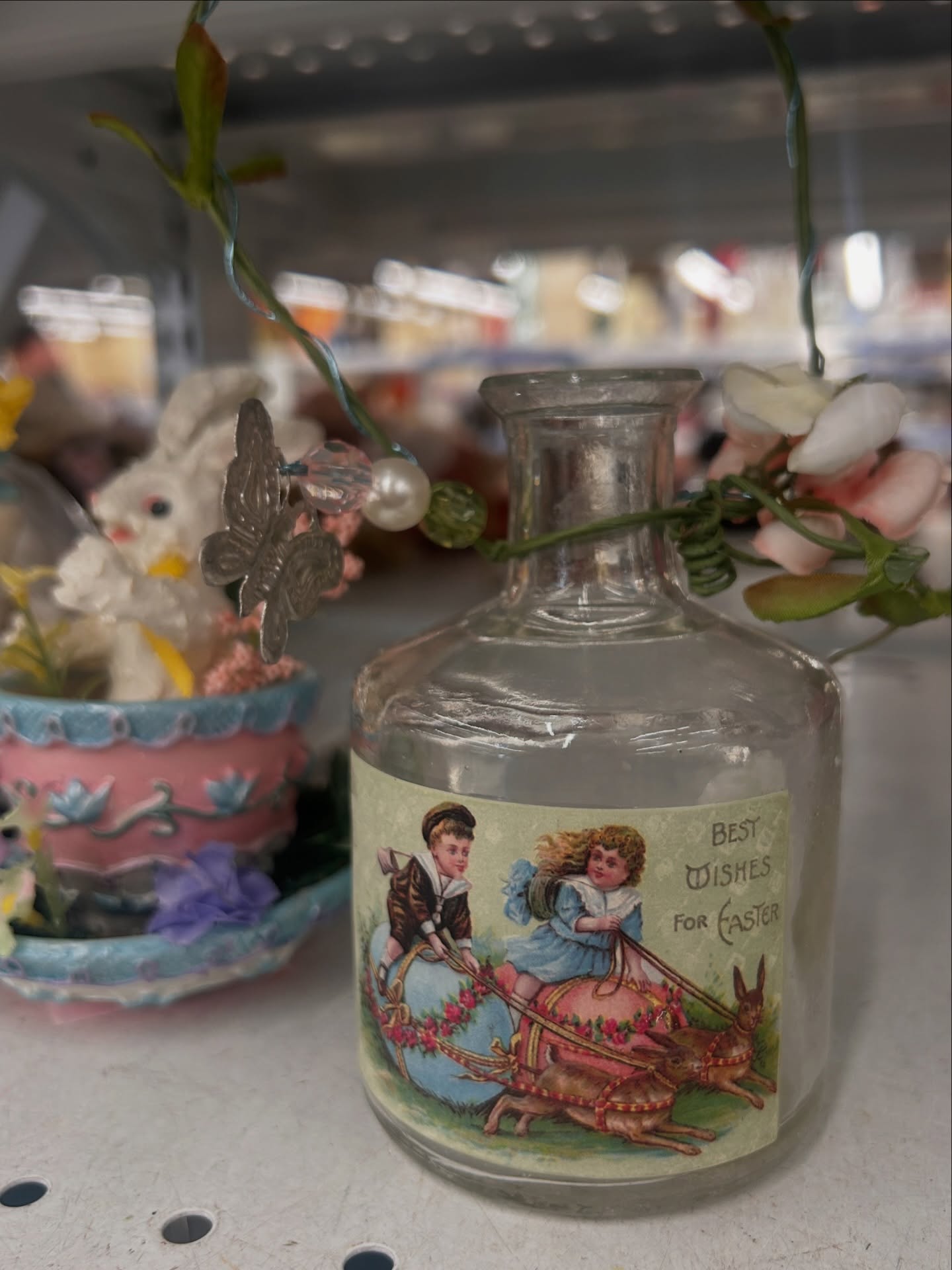 Vintage Easter bottle with Victorian label