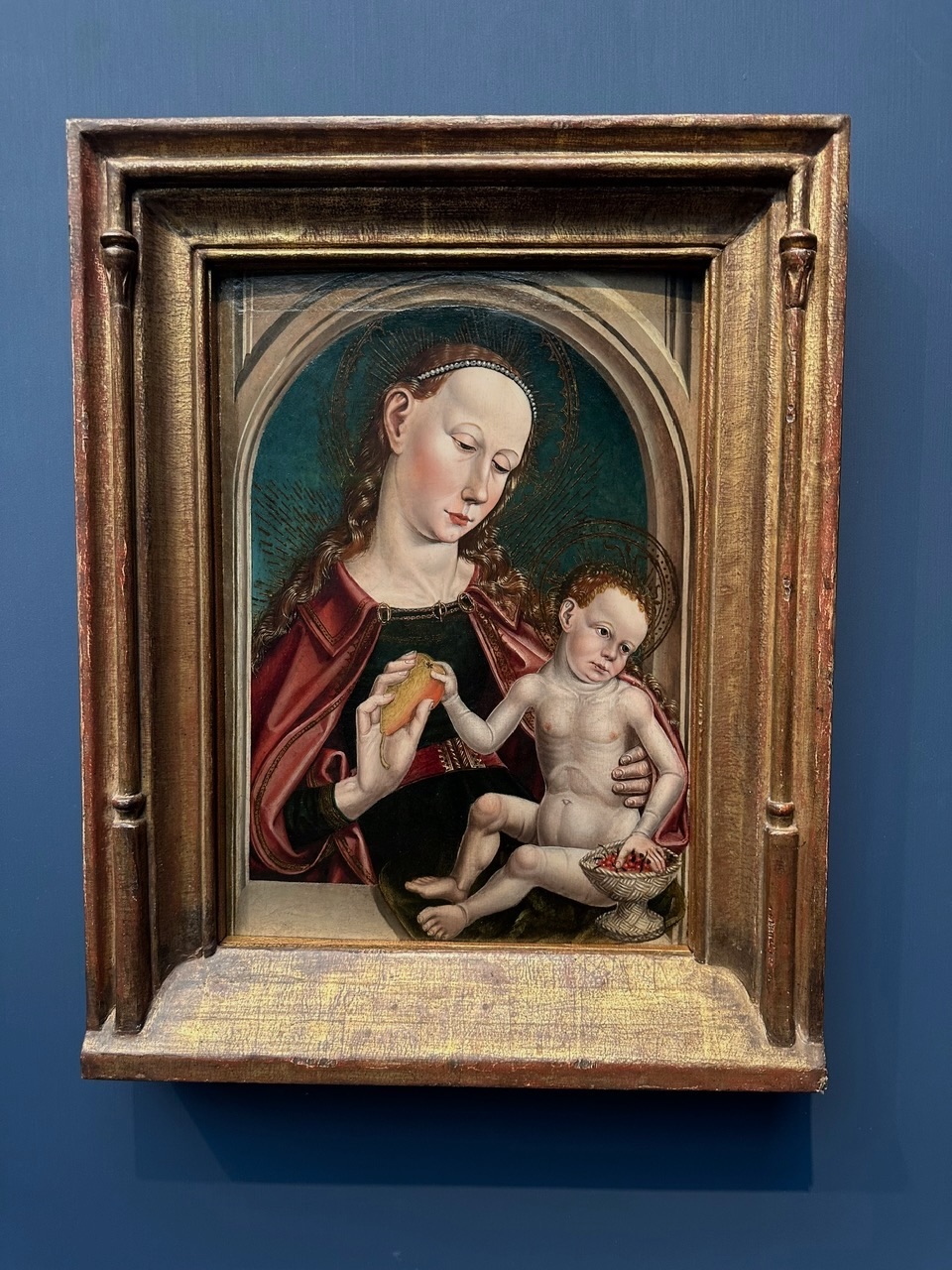 Medieval painting in gilded frame